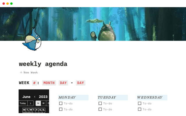 Weekly Agenda